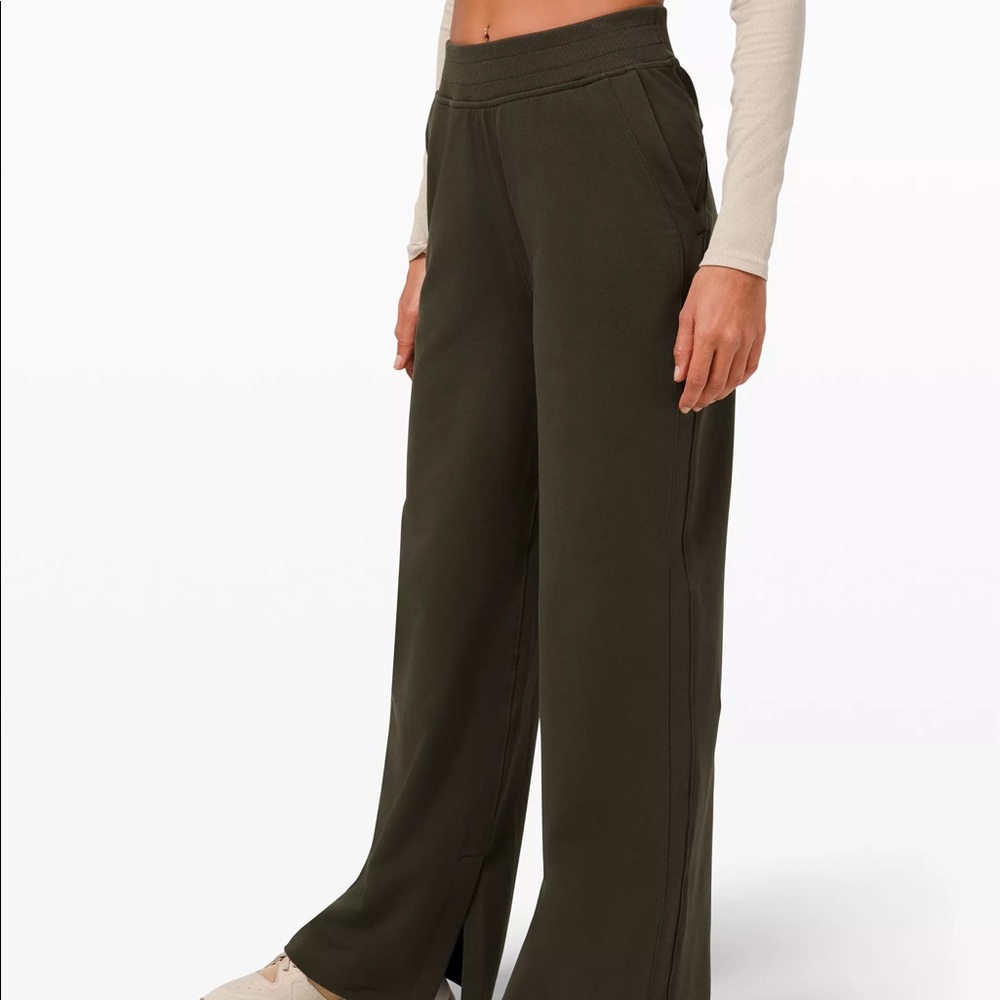 lululemon LA Wide Leg Side Split High-rise Pant in Dark Olive